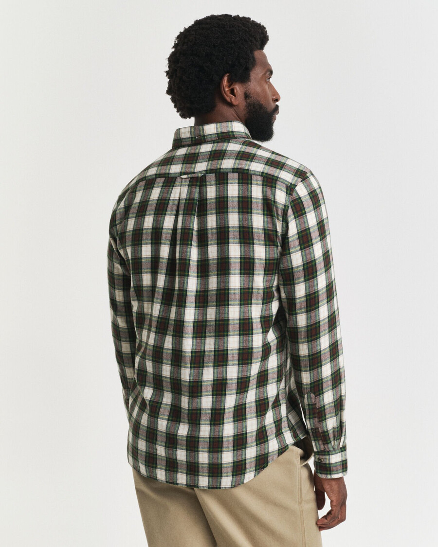camisa de flanela xadrez de corte regular - creme
