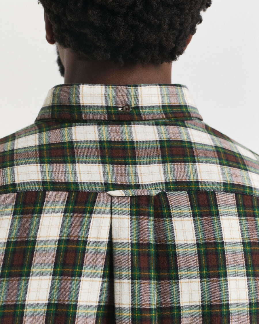 camisa de flanela xadrez de corte regular - creme