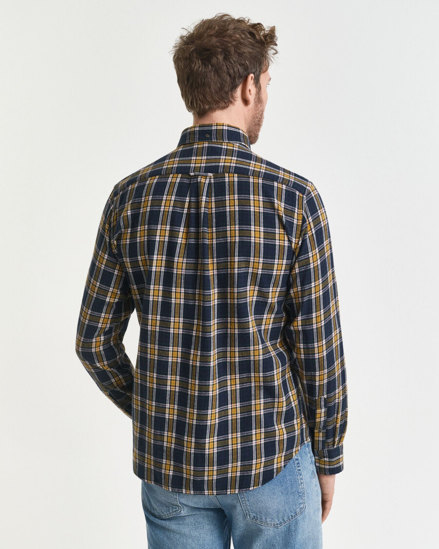 camisa de flanela xadrez de corte regular - azul noite