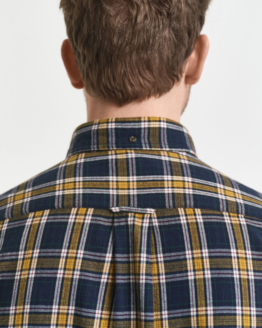 camisa de flanela xadrez de corte regular - azul noite