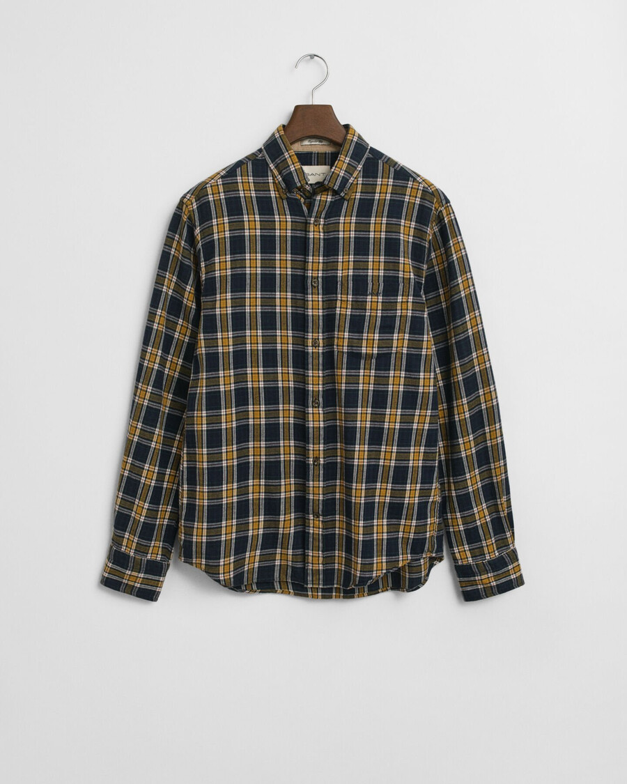 camisa de flanela xadrez de corte regular - azul noite