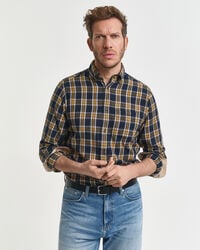 camisa de flanela xadrez de corte regular - azul noite