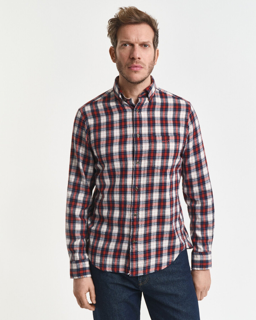 camisa de flanela xadrez de corte regular - cor ferrugem moderna