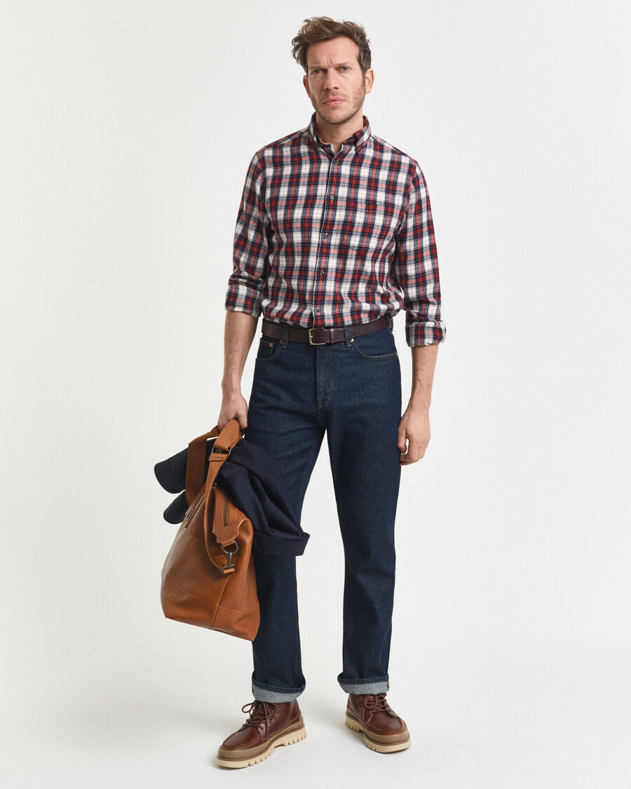 camisa de flanela xadrez de corte regular - cor ferrugem moderna