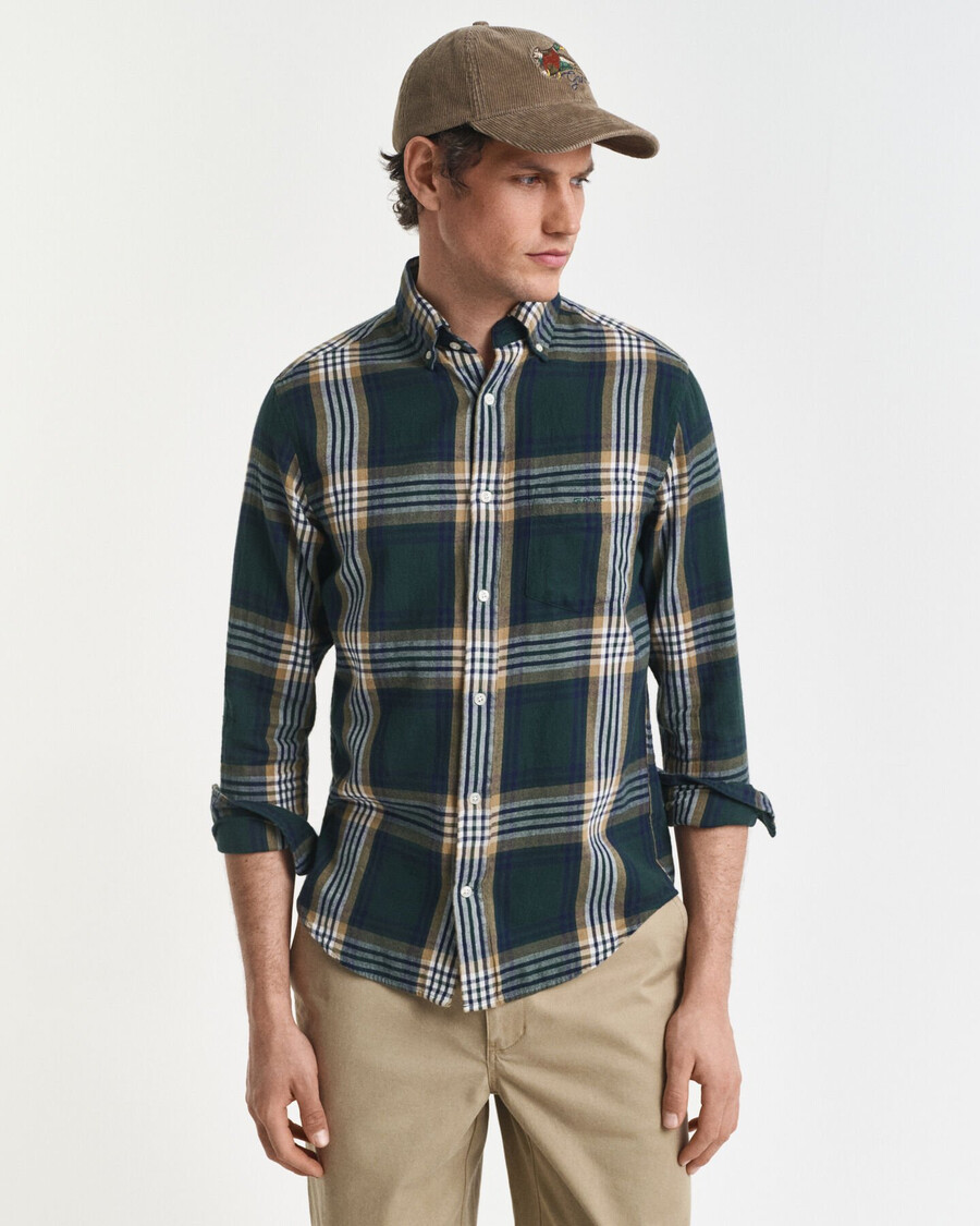 camisa xadrez de flanela estilo ventosa corte regular - verde tartan