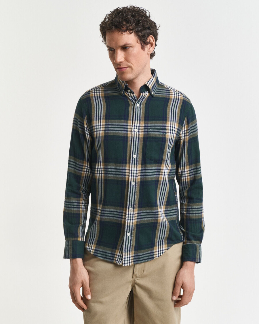camisa xadrez de flanela estilo ventosa corte regular - verde tartan