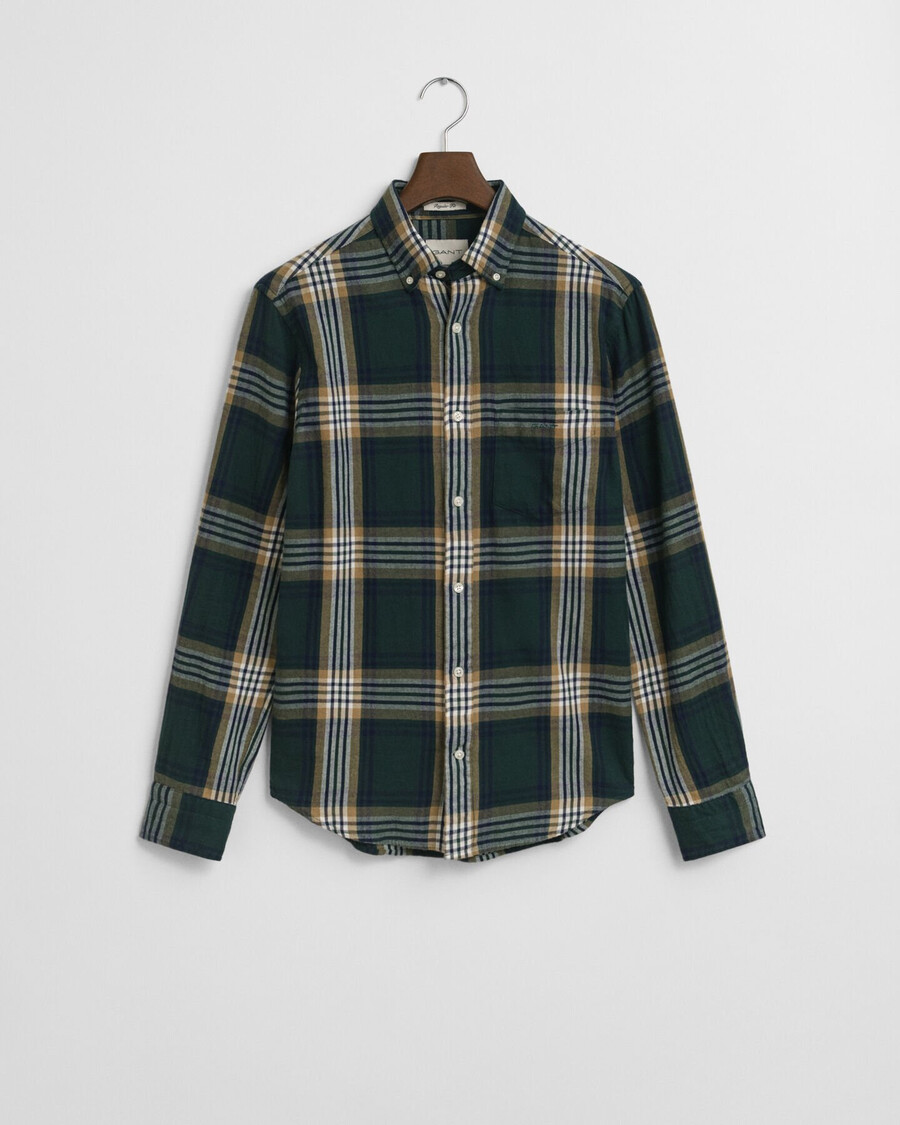 camisa xadrez de flanela estilo ventosa corte regular - verde tartan
