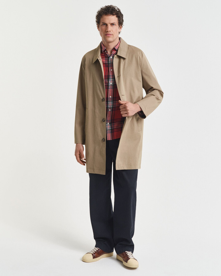 camisa xadrez de flanela com modelagem regular e acabamento ondulado - cor ferrugem moderna