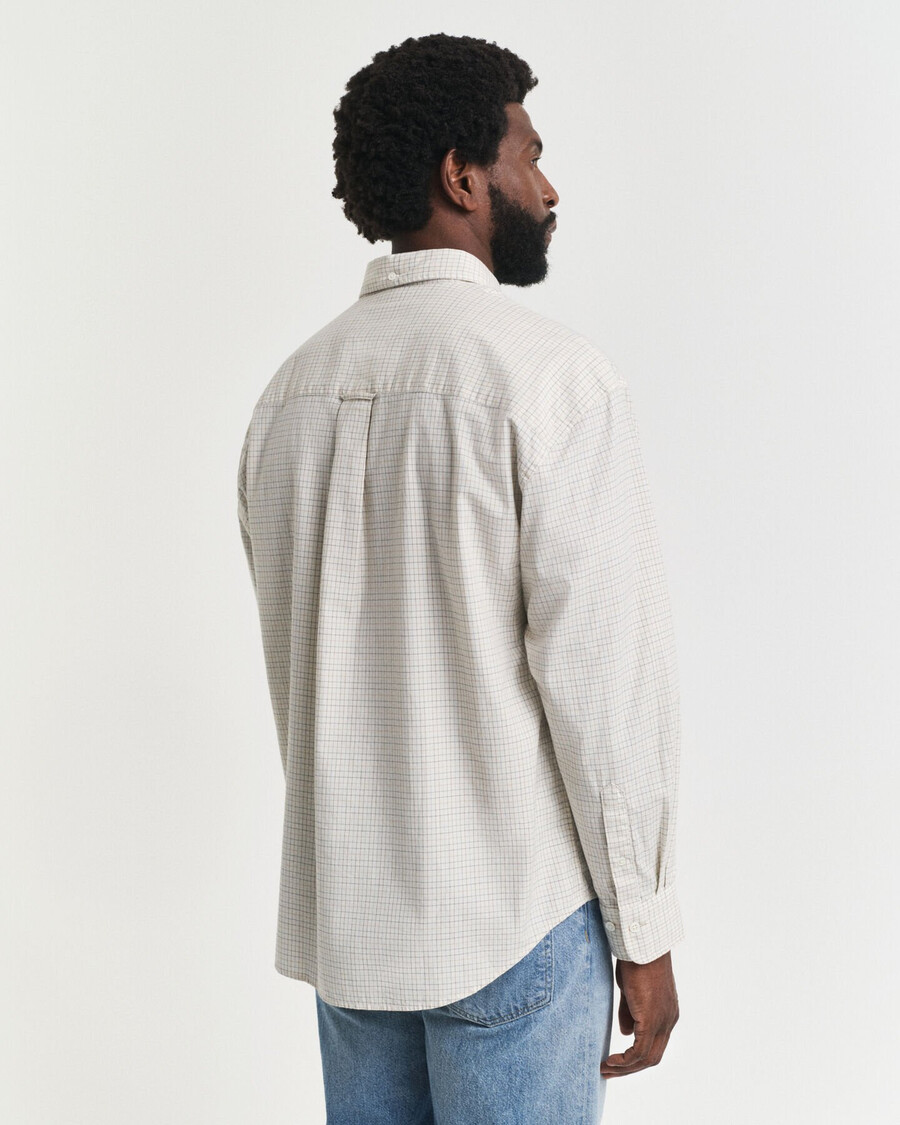 camisa oxford de luxo xadrez com modelagem oversized - branco marfim