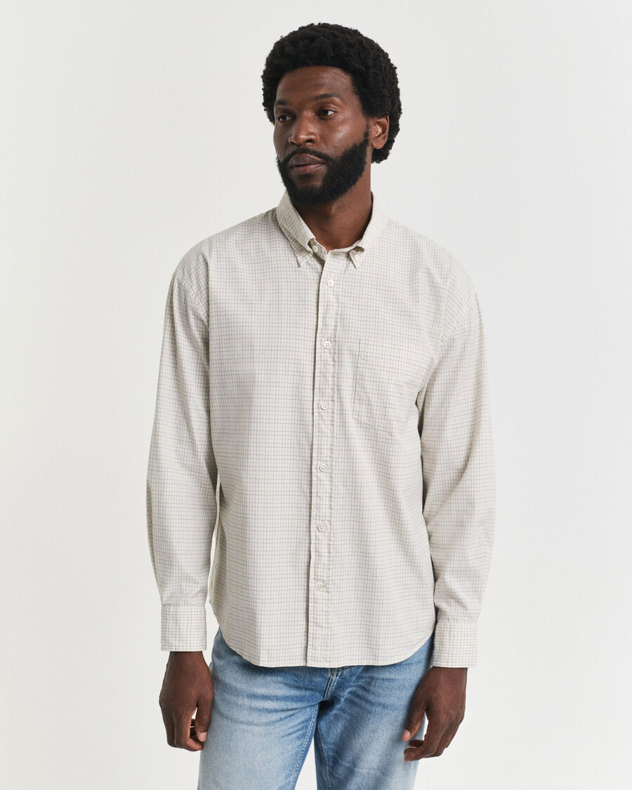 camisa oxford de luxo xadrez com modelagem oversized - branco marfim