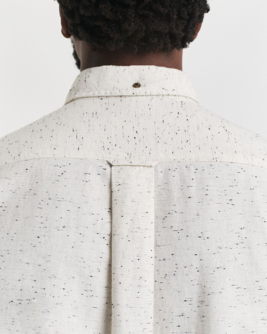 camisa de flanela nepps de corte regular - creme