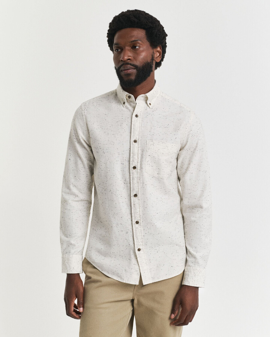 camisa de flanela nepps de corte regular - creme