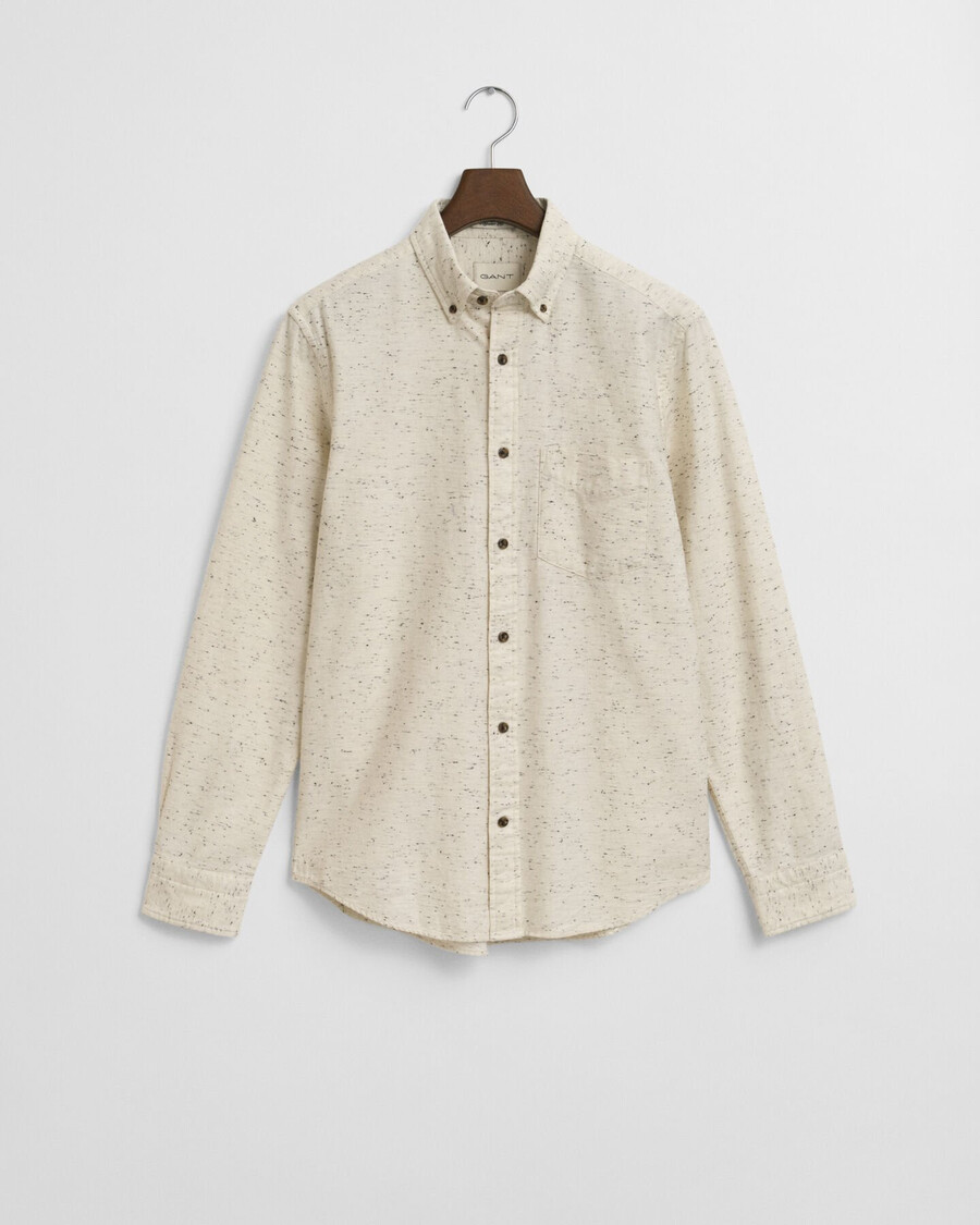 camisa de flanela nepps de corte regular - creme