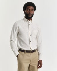 camisa de flanela nepps de corte regular - creme