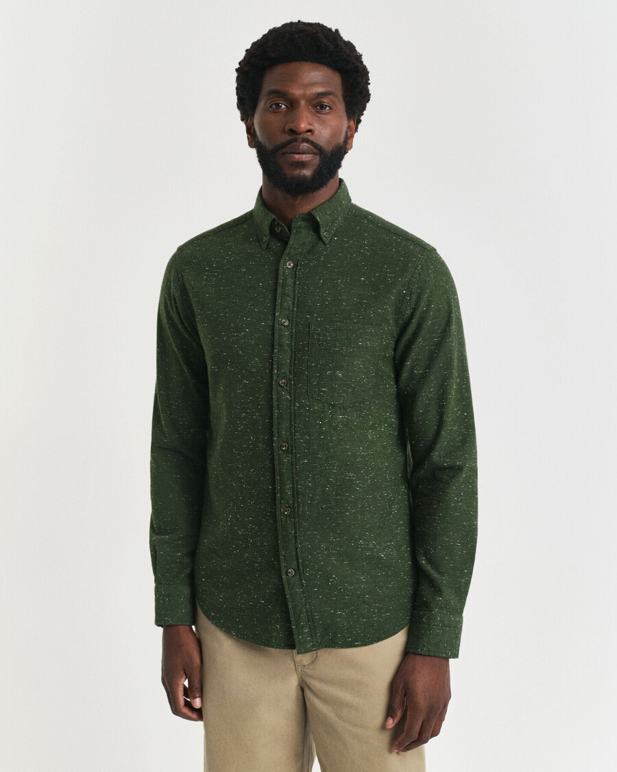 camisa de flanela nepps de corte regular - verde campestre