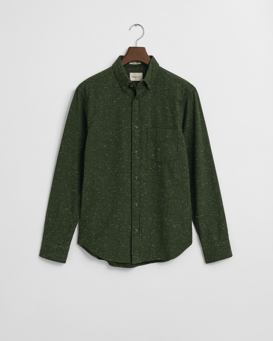 camisa de flanela nepps de corte regular - verde campestre