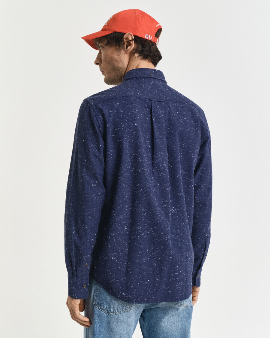 camisa de flanela nepps de corte regular - azul persa