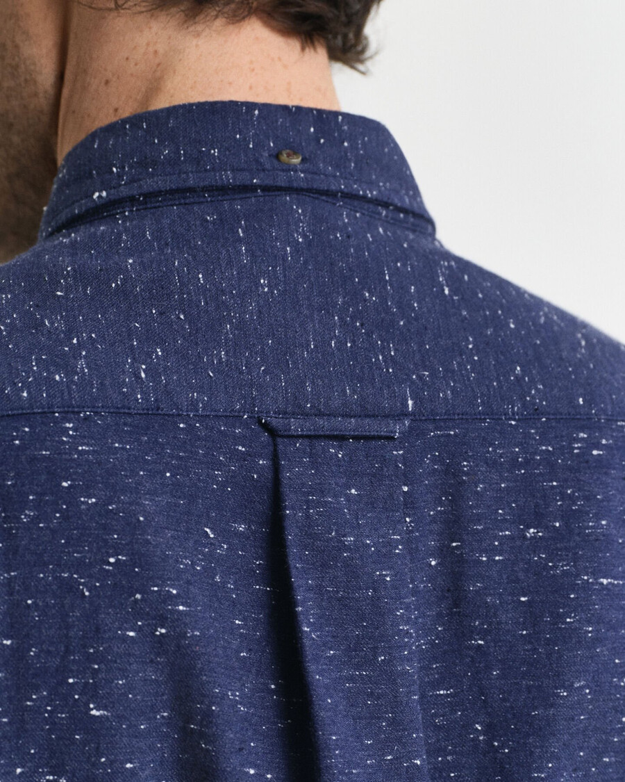 camisa de flanela nepps de corte regular - azul persa