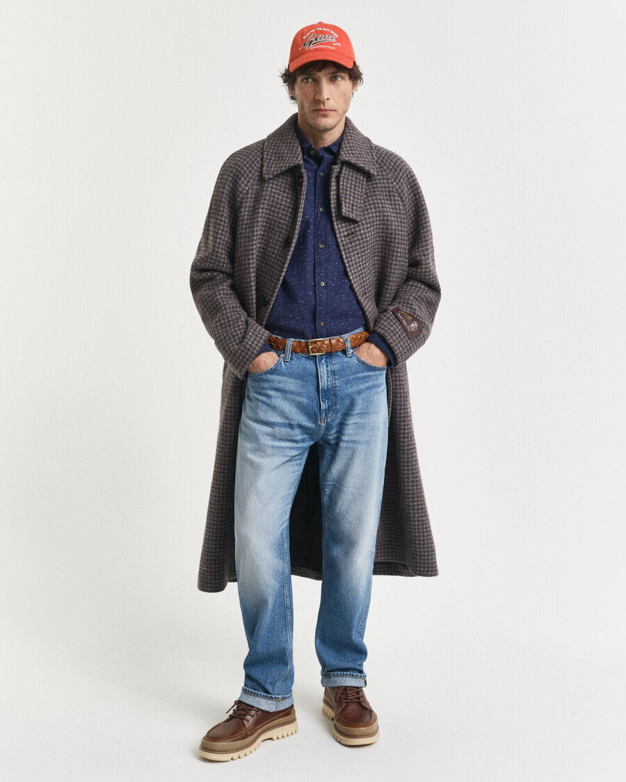 camisa de flanela nepps de corte regular - azul persa
