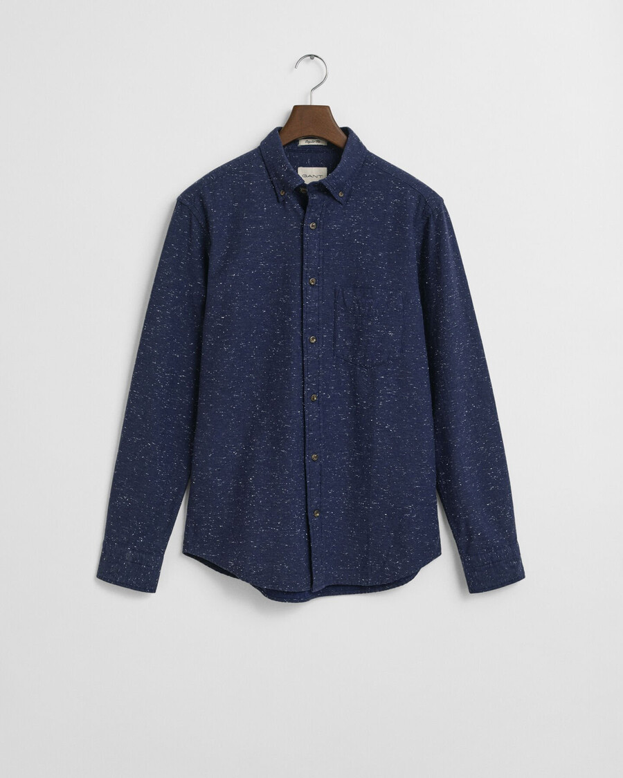 camisa de flanela nepps de corte regular - azul persa