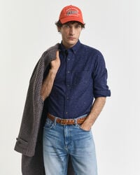 camisa de flanela nepps de corte regular - azul persa