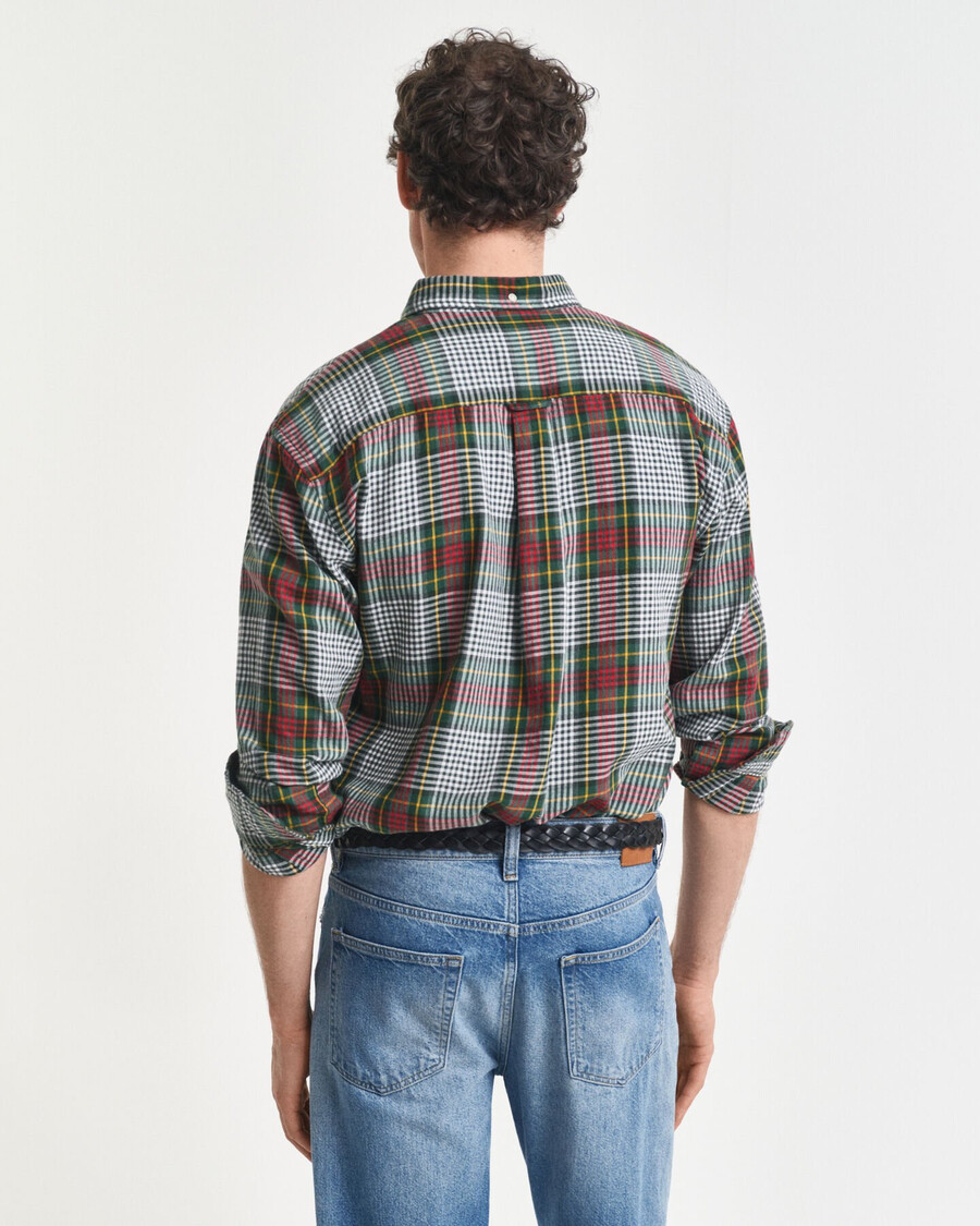 camisa de sarja xadrez leve e de corte relaxado - verde tartan