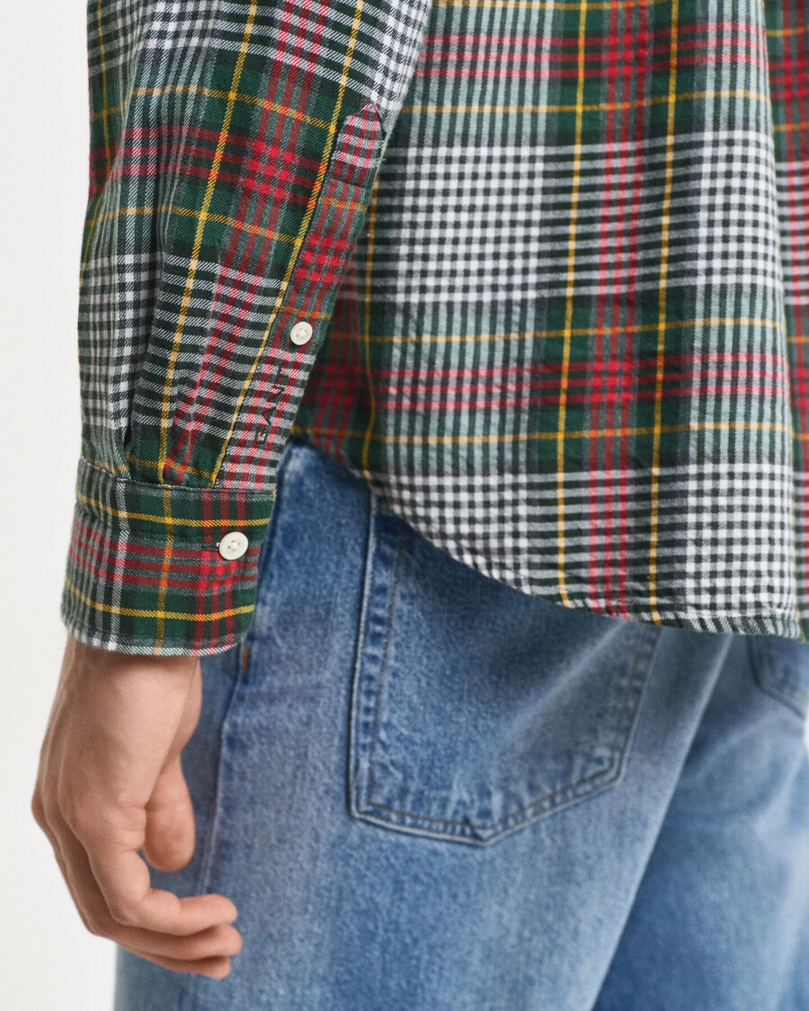 camisa de sarja xadrez leve e de corte relaxado - verde tartan