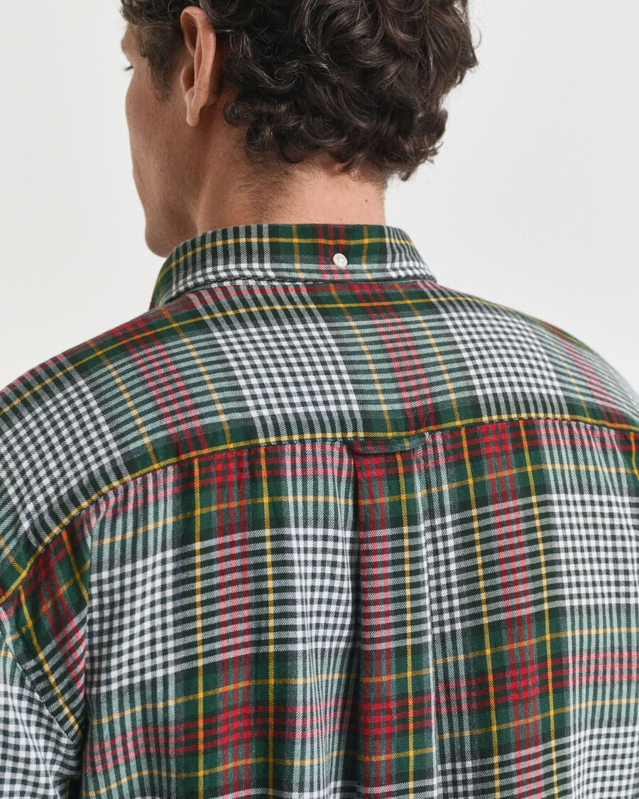 camisa de sarja xadrez leve e de corte relaxado - verde tartan