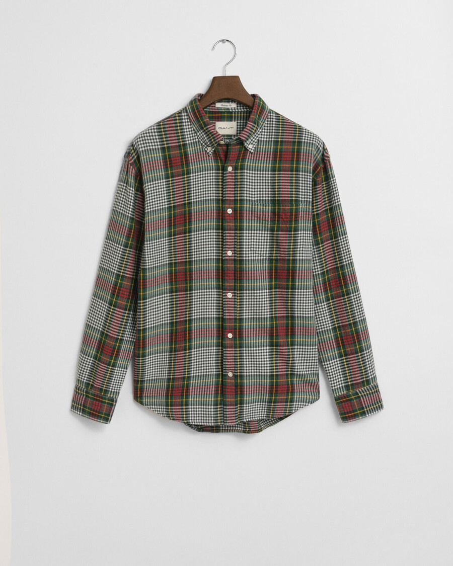 camisa de sarja xadrez leve e de corte relaxado - verde tartan