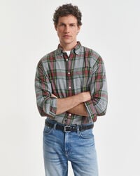camisa de sarja xadrez leve e de corte relaxado - verde tartan