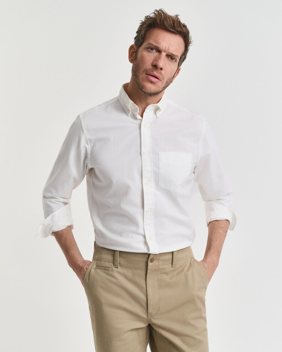 camisa oxford de corte regular - cor casca de ovo