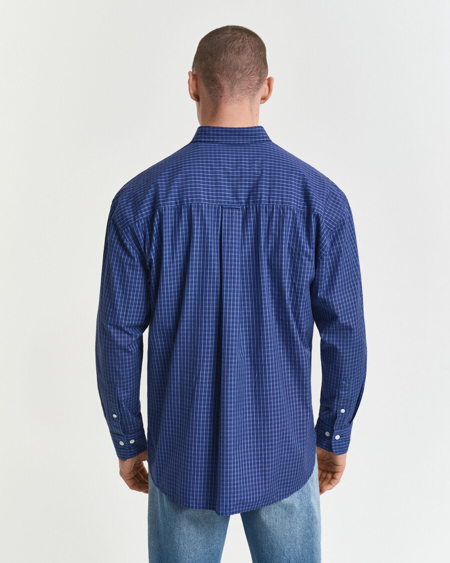 camisa oversized de popeline micro xadrez - azul persa