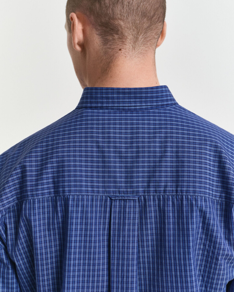 camisa oversized de popeline micro xadrez - azul persa