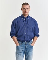 camisa oversized de popeline micro xadrez - azul persa