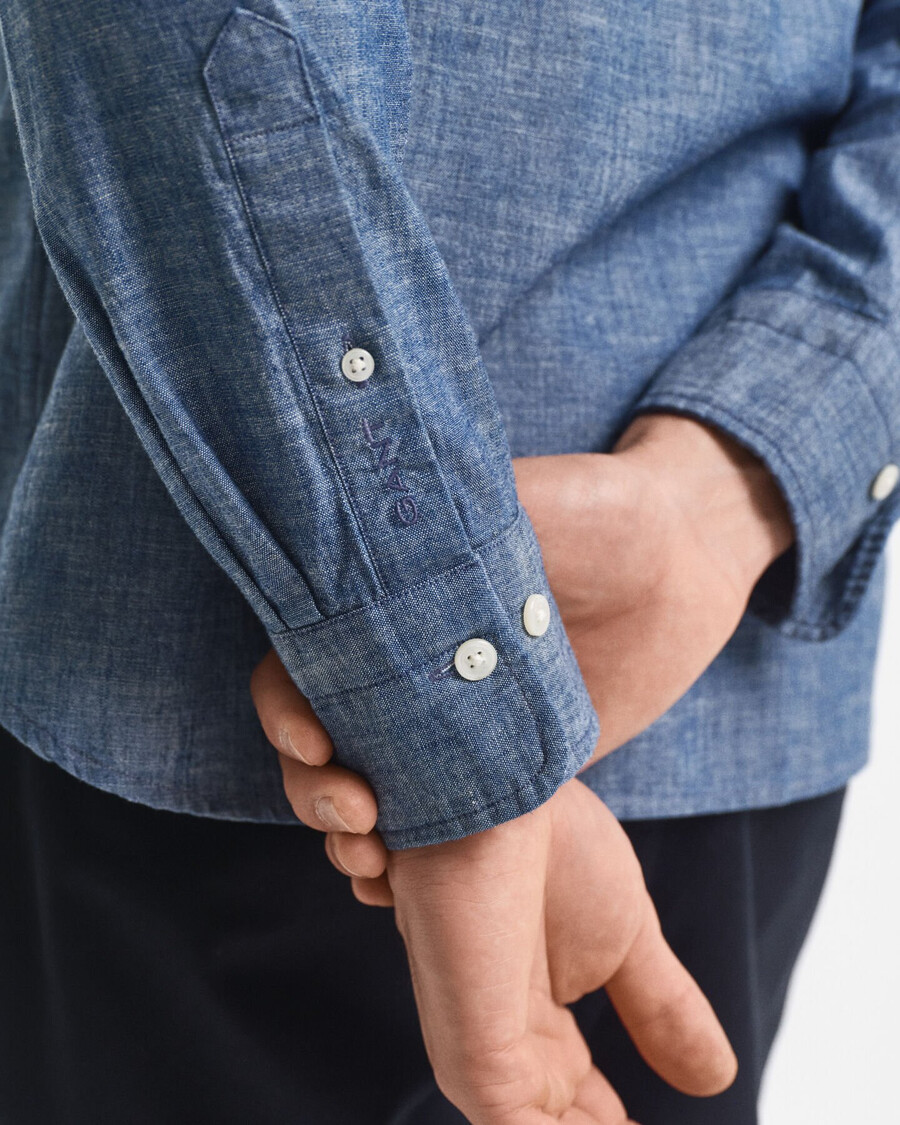 camisa chambray Índigo de corte regular - azul médio