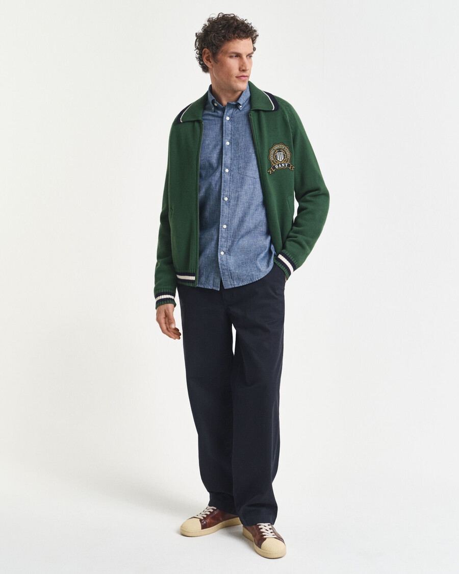 camisa chambray Índigo de corte regular - azul médio