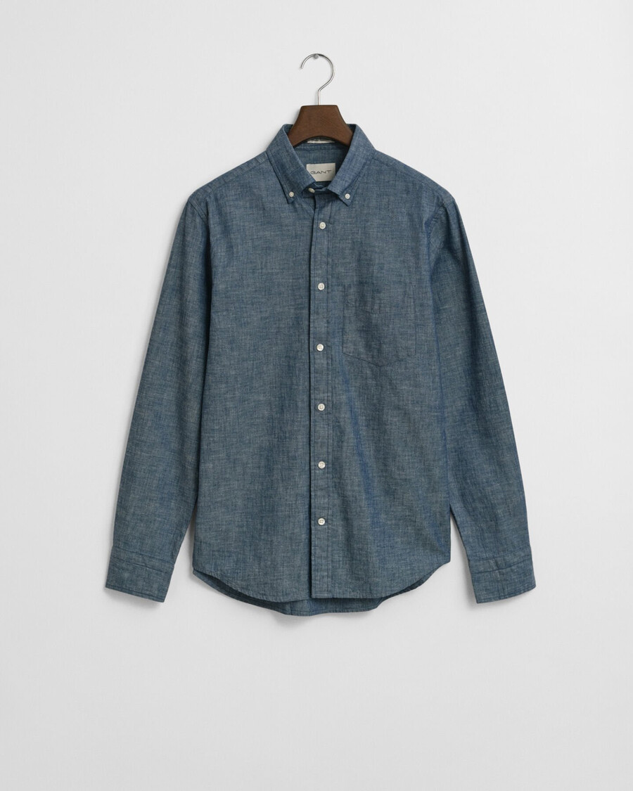 camisa chambray Índigo de corte regular - azul médio