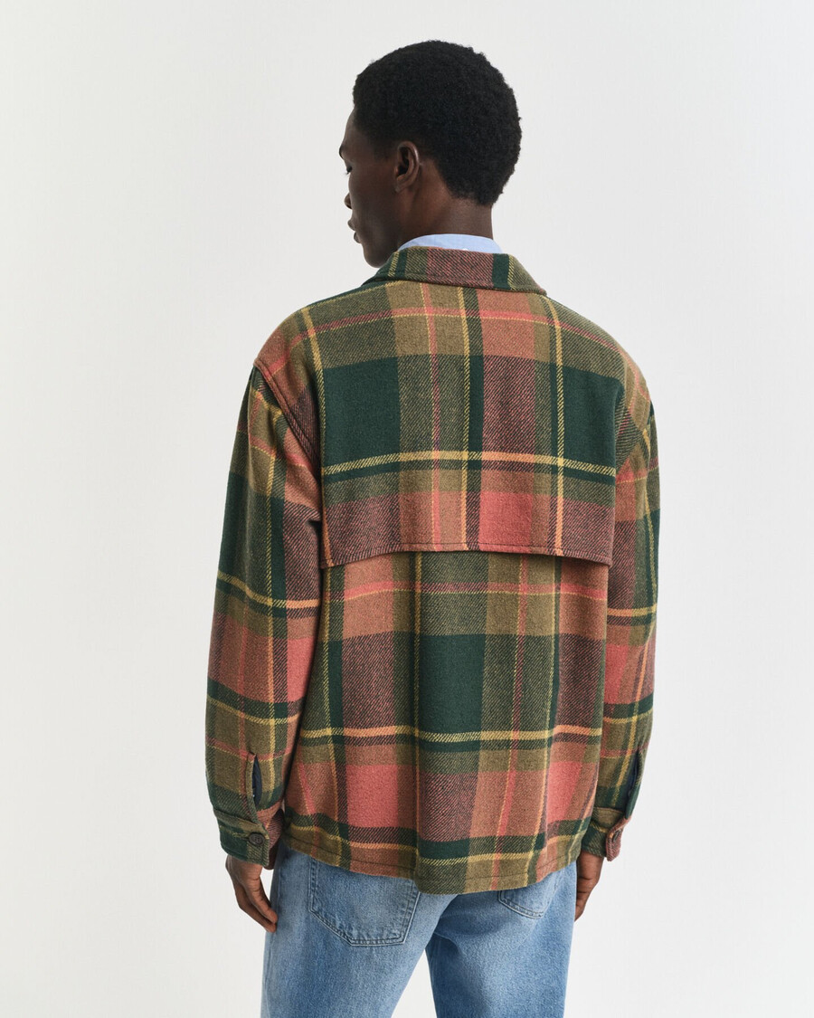 camisa xadrez de lã grossa com modelagem relaxada - verde campestre