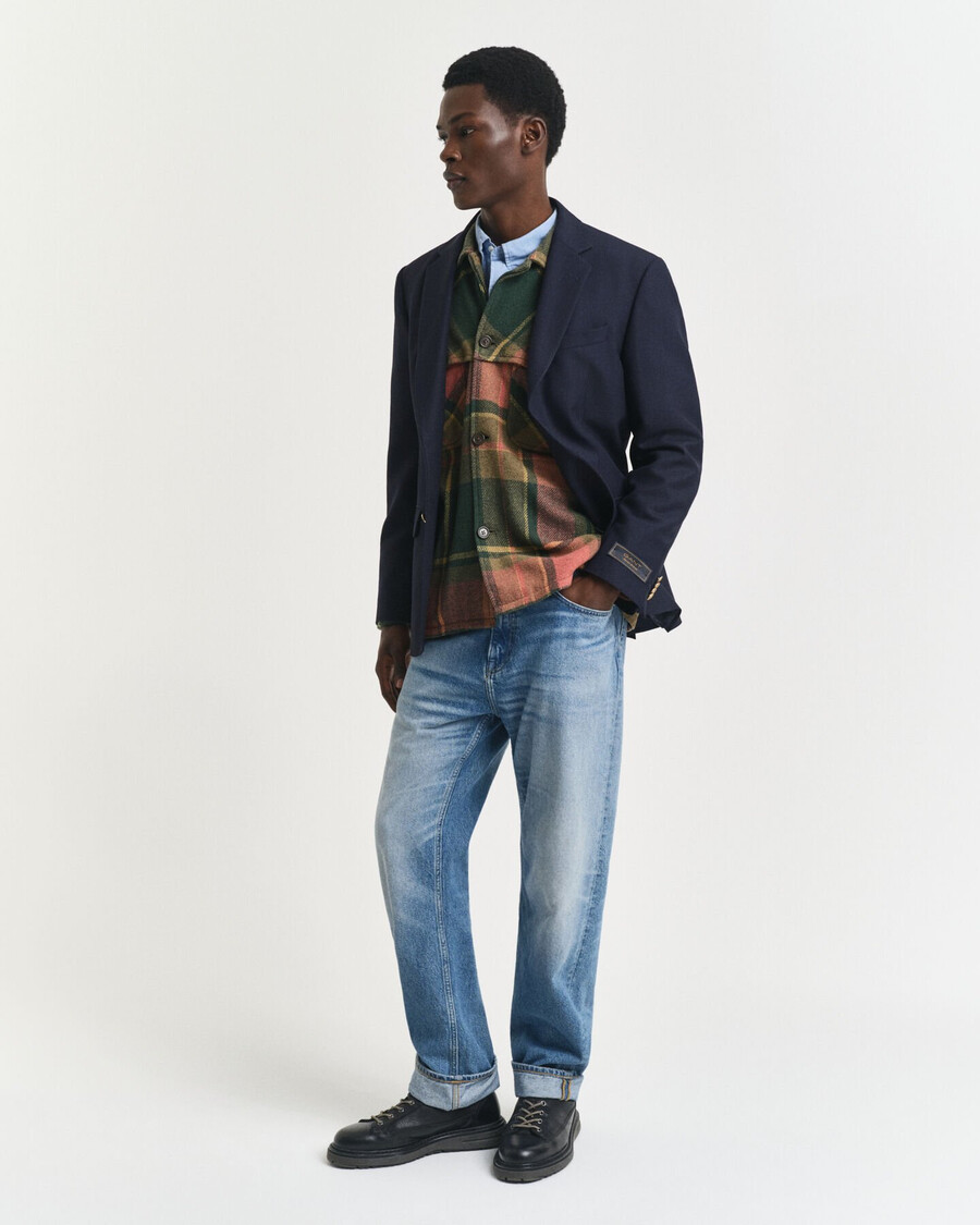 camisa xadrez de lã grossa com modelagem relaxada - verde campestre