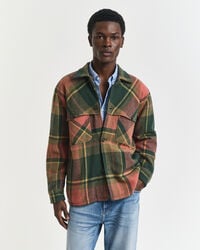 camisa xadrez de lã grossa com modelagem relaxada - verde campestre