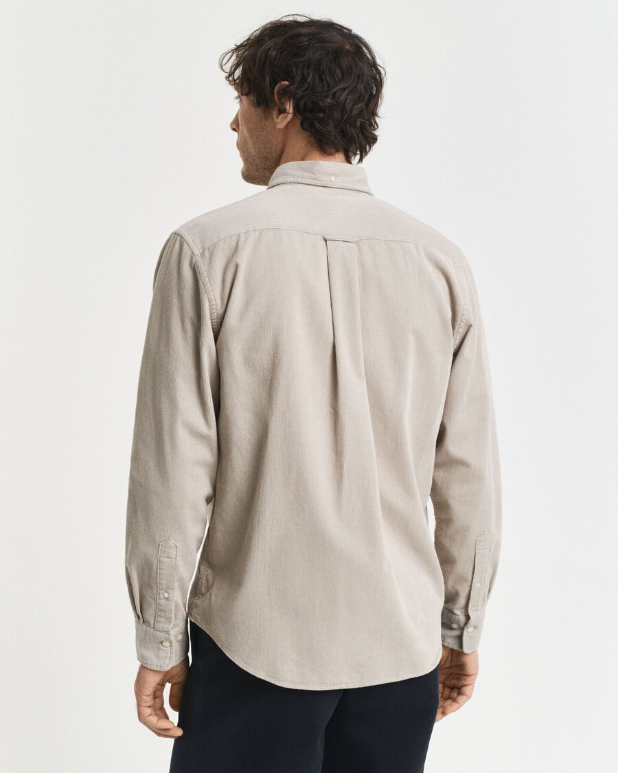 camisa de veludo cotelê de algodão com corte regular - bege acinzentado