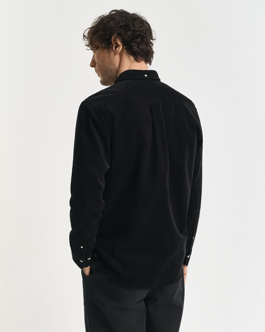 camisa de veludo cotelê de algodão com corte regular - preta