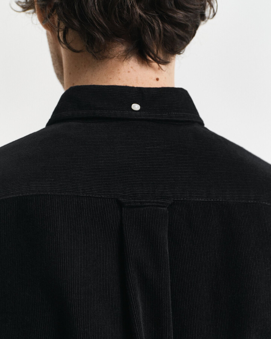 camisa de veludo cotelê de algodão com corte regular - preta