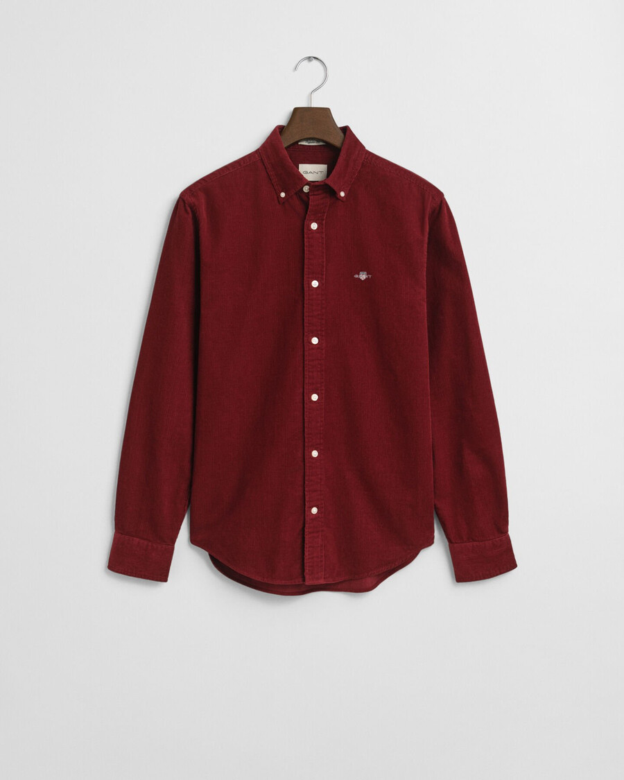 camisa de veludo cotelê de algodão com modelagem regular - vermelho encorpado