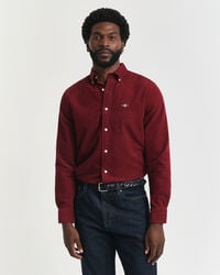 camisa de veludo cotelê de algodão com modelagem regular - vermelho encorpado