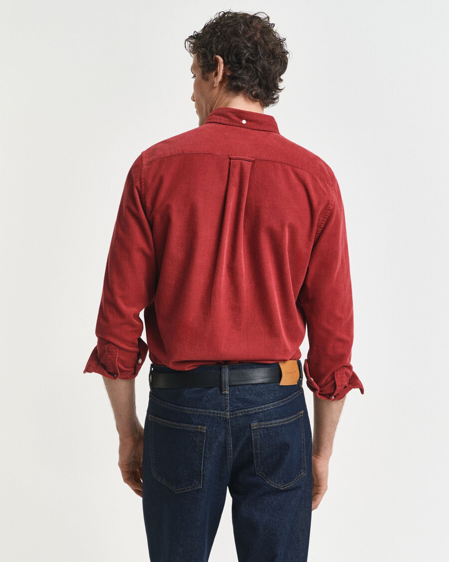camisa de veludo cotelê de algodão com corte regular - cor ferrugem moderna