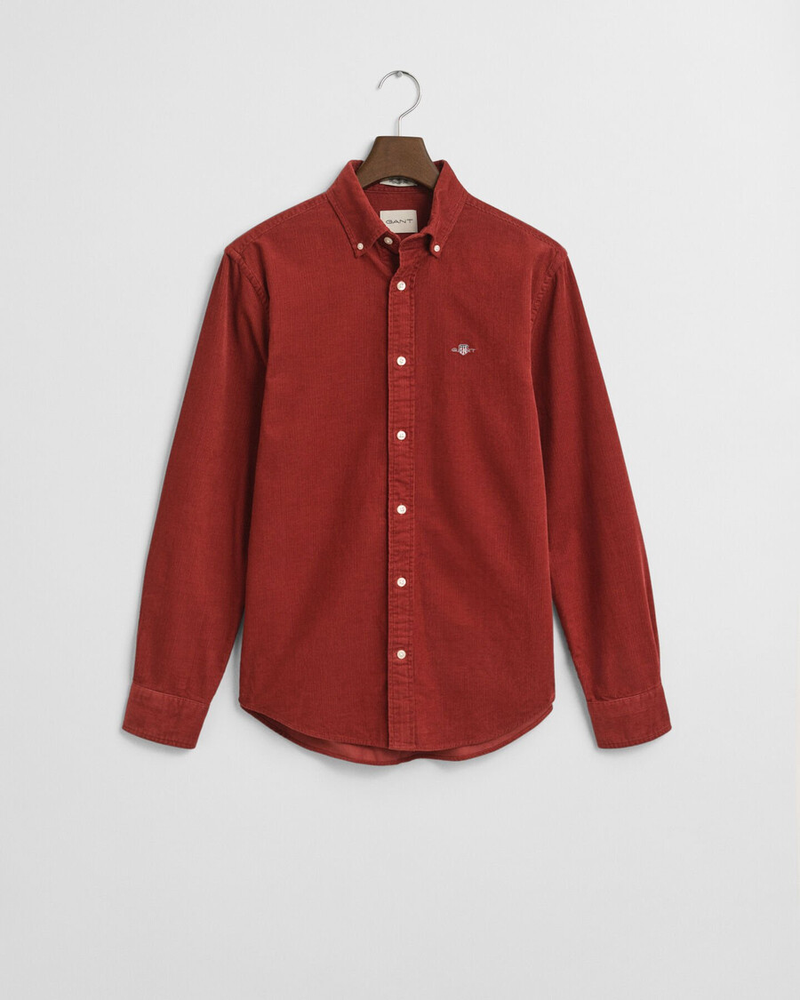 camisa de veludo cotelê de algodão com corte regular - cor ferrugem moderna