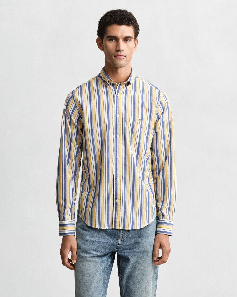 camisa listrada de popeline com corte regular - tom desbotado.