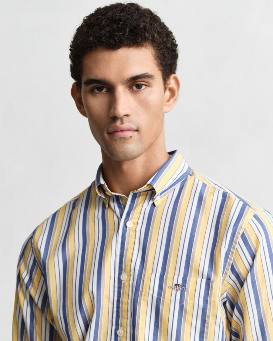 camisa listrada de popeline com corte regular - tom desbotado.