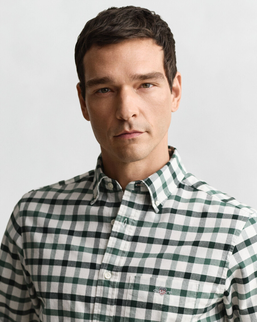 camisa oxford xadrez de corte regular - verde woody